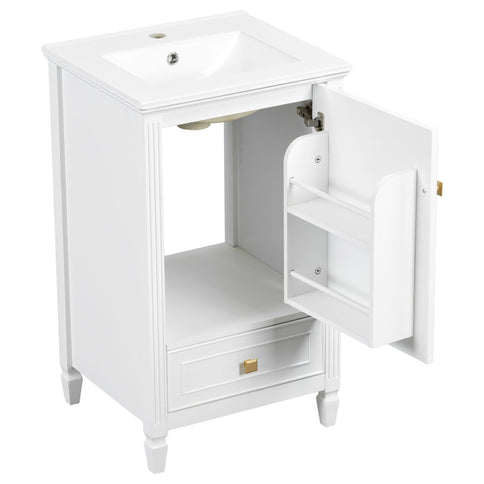 Freestanding Bathroom Vanity With Sink, Soft Closing Door, Drawer Storage - White