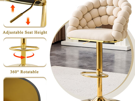 Puffy Bubble Chair, Ball Chain (Set of 2) - Beige / Gold