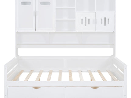 Daybed With All-In-One Cabinet And Shelf