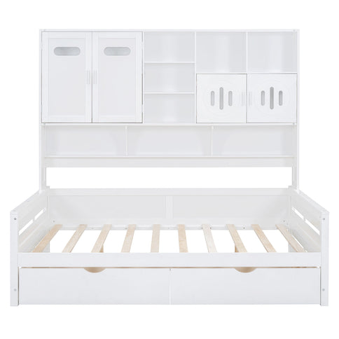 Daybed With All-In-One Cabinet And Shelf