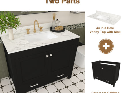 Bathroom Vanity Set, Sink And Faucet Holes Included - Black