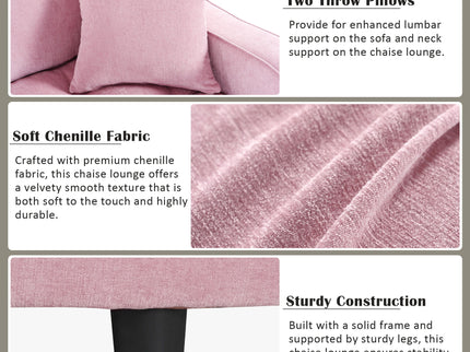 Modern Chaise Lounge Upholstered Sofa Couch With Tufted Seat And Detachable Pillows For Living Room