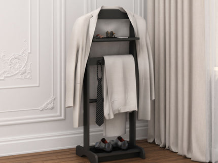 Accent Portable Garment Rack, Clothes Valet Stand With Storage Organizer