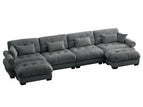 Dark Gray / 3 Pc. 4 Seater Sectional, 2 Ottomans
