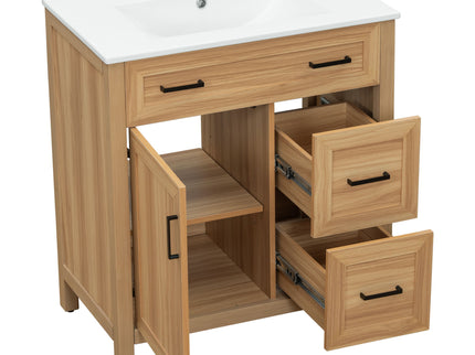 Bathroom Vanity With Sink, 2 Soft Close Drawers, 1 Soft Close Door, Adjustable Shelf