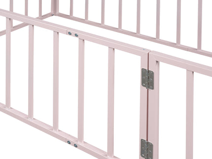 Metal Floor Bed Frame With Fence And Door