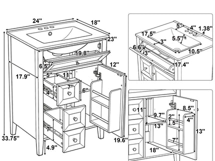 Bathroom Vanity With Sink, Soft Closing Cabinet
