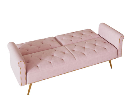 Luxurious Sofa Bed With Nail Head Trim And Matching Pillow