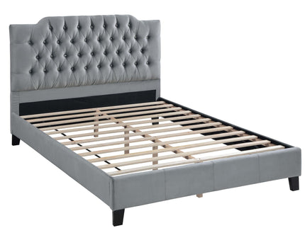 Modern Bed Frame With Tufted Upholstered Headboard
