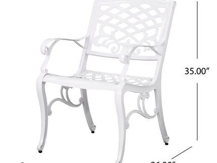 Unravel - Outdoor Arm Chair With Scroll Design And Floral Accents (Set of 2) - White