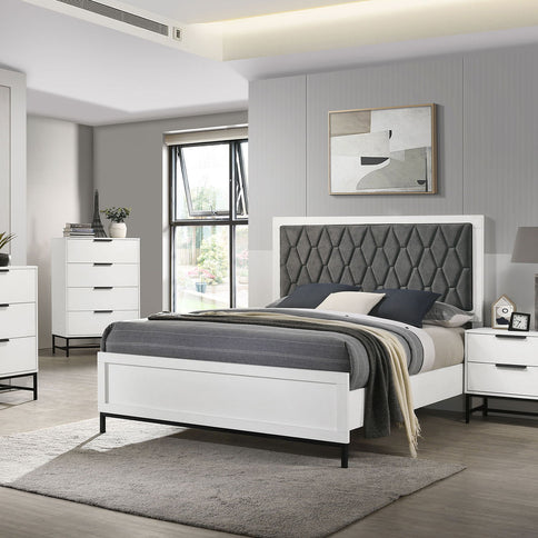 Taraval - Queen Upholstered Panel Bed - White