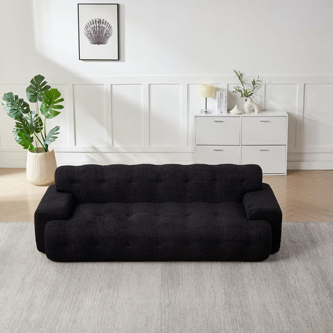 Cloud Series Minimalist Button Tufted Square Arm 3 Seater Sofa