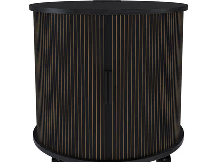Cylinder Nightstand With Charging Station & Sliding Door