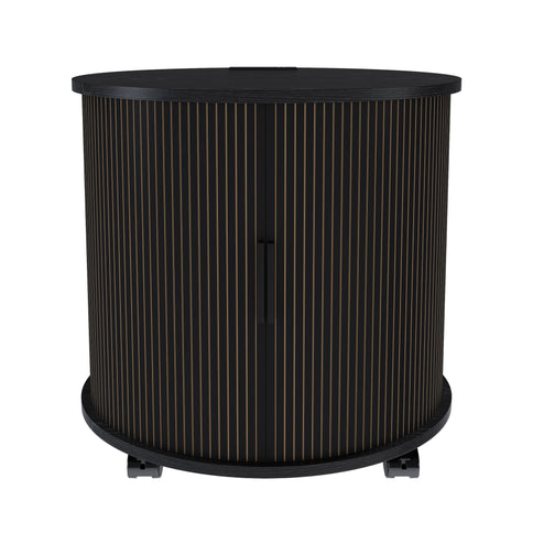 Cylinder Nightstand With Charging Station & Sliding Door