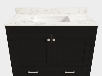 Bathroom Vanity Set, Cabinet With Doors & Drawers, Single Faucet Hole - Black