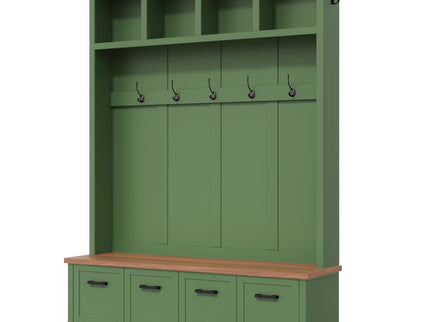 Hall Tree With Storage Bench Mudroom Coat Rack With 6 Hooks