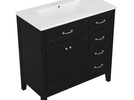 Modern Bathroom Vanity With Sink, Freestanding Design With Drawers And Doors