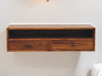 Lunar - 2 Drawer Wall Mounted Media Unit - Brown