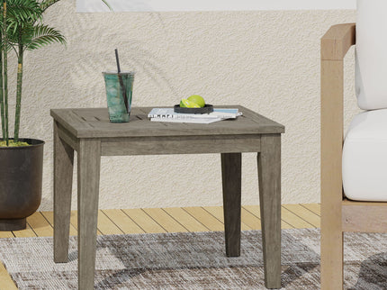Dexterity - Outdoor Square Side Table With Wood Frame - Gray