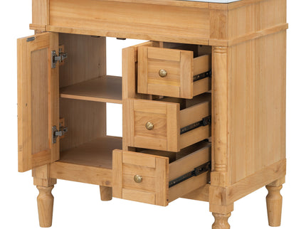 Modern Bathroom Vanity With Ceramic Sink, Soft Close Doors, Adjustable Shelves