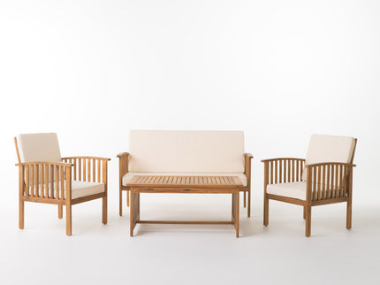 4 Piece Set Outdoor Chat Set With Water Resistant Cushions