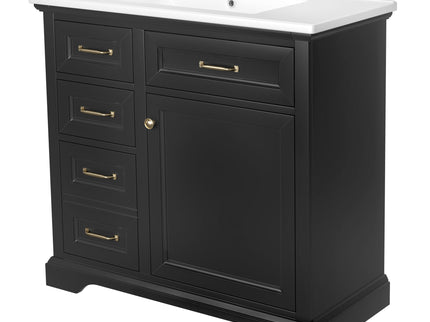 Modern Bathroom Vanity With Sink Top, 4 Drawers And 1 Soft-Close Door