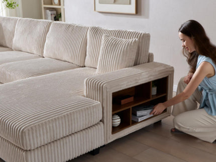 U-Shaped Convertible Sofa, 4 Seater Large Living Room Lounge