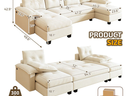 U-Shaped Sleeper Sofa With Pull Out Bed