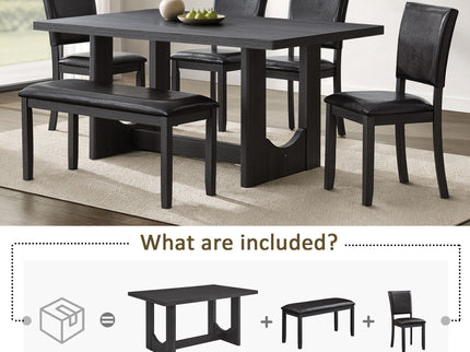 Dining Table Set, Rectangular Kitchen Table With Upholstered Chairs