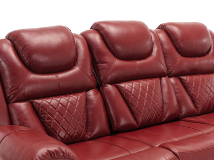 Home Theater Seating Manual Recliner Chair With Center Console And Led Light Strip For Living Room