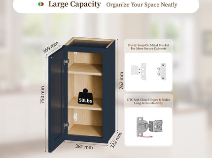 Shaker Wall Cabinet With 2 Adjustable Shelves
