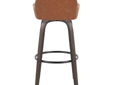 Daniella - Contemporary Fixed Height, Barstool With Swivel With Round Footrest (Set of 2)