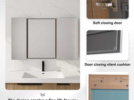 43.3" Wall Mounted Bathroom Cabinet With Adjustable Shelves, Door Storage Cabinet - Imitative Oak