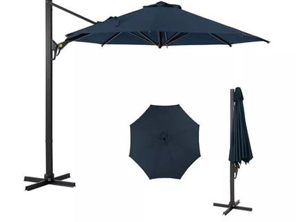 Round Cantilever Patio Umbrella With 360 Rotation & Infinite Tilt Adjustment