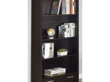 Maureen - 5 Shelf Bookcase With Drawer - Cappuccino