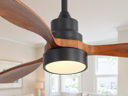 48" Ceiling Fan With Light, Dual Mount (Flush / Downrod), Dimmable LED, Quiet DC Motor, 3 Blades