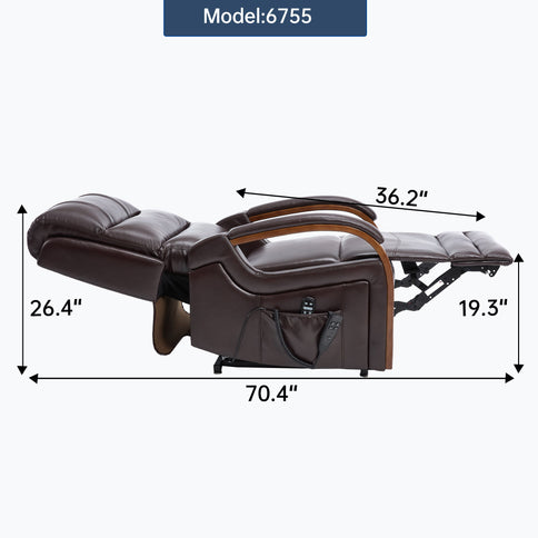 Power Lift Recliner Chair Dual Motor Infinite Position With Heat Massage And Heavy Duty Motion Mechanism - Brown