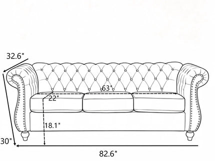 Chesterfield 3 Seater Sofa With Rolled Arms