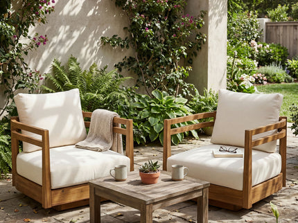 Outdoor Smooth Swivel Chair With Cushions