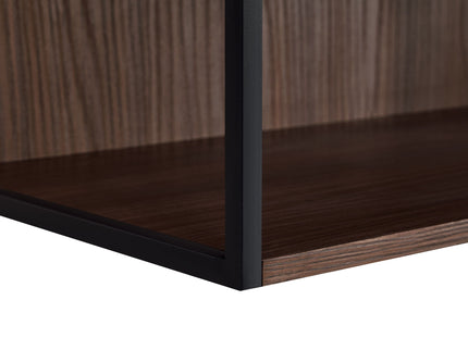 Modern Minimalist Tall Lighted Display Cabinet With Tempered Glass Door - Black / Dark Walnut