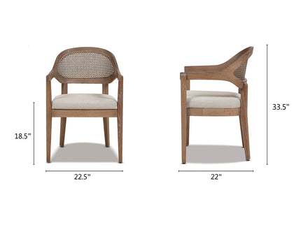 Americana - Mid-Century Modern Cane Back Dining Chair Textured Weave - Taupe Beige