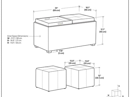 Avalon - 5 Piece Storage Ottoman, Contemporary