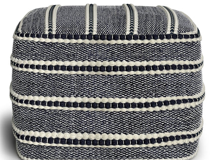 Corrie - Square Outdoor / Indoor Pouf - Navy / White