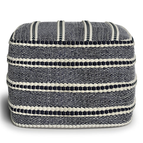 Corrie - Square Outdoor / Indoor Pouf - Navy / White