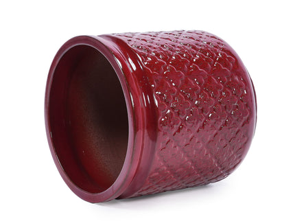3 Pieces Ceramic Flowerpot, Planter For Patio & Garden Or Windowsills - Bean Paste Red