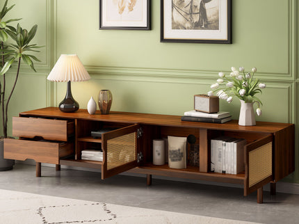 TV Stand For TVs Up To 85", Media Console With 2 Drawers - Walnut
