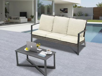 2 Piece Patio Set With Cushions & Coffee Table