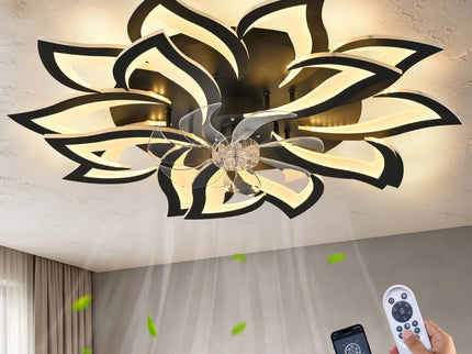 Ceiling Fan With Remote Control And Lights, 6 Speeds, 3 Color Temperatures, Low Profile Flush Mount