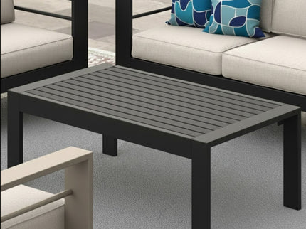 All-Weather Outdoor Coffee Table With Wood-Look Top