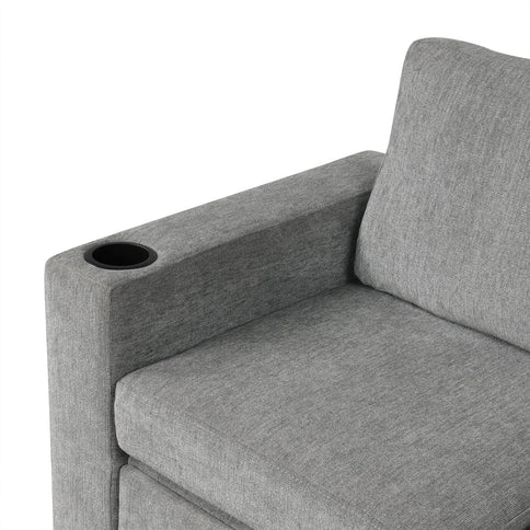 Modern U-Shaped Sectional Sofa Convertible Pull-Out Sofa Bed With USB Ports And Cup Holders